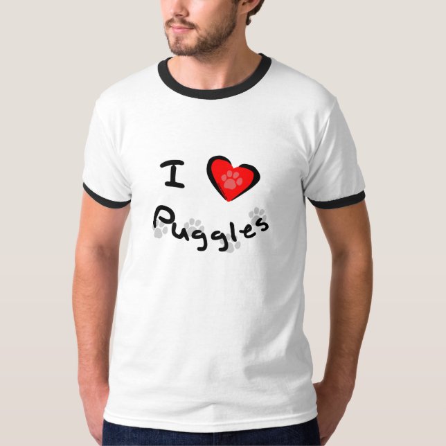 I Heart - Love Puggles T-Shirt (Front)