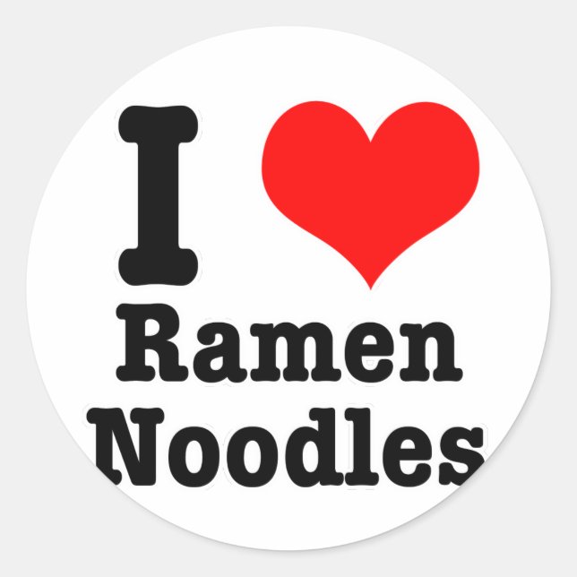 I HEART (LOVE) ramen noodles Classic Round Sticker (Front)