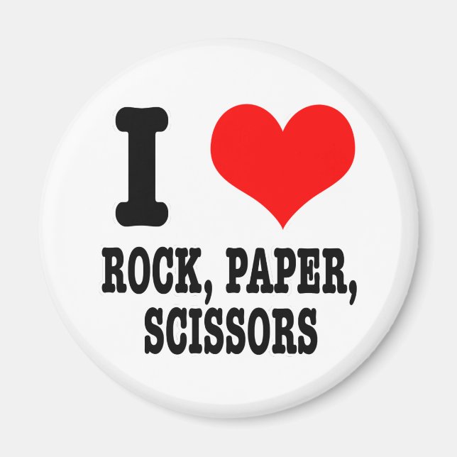 I HEART (LOVE) ROCK PAPER SCISSORS MAGNET (Front)