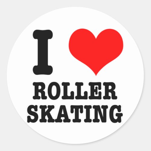 I HEART LOVE ROLLER SKATING CLASSIC ROUND STICKER