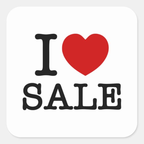 I HEART LOVE SALE SQUARE STICKER