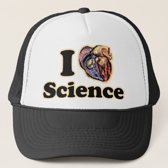 I Heart Love Science Anatomically Correct Geek Trucker Hat (Front)