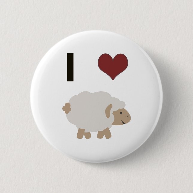 I heart (love) sheep button (Front)