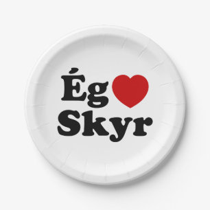 I Heart (Love) Skyr [Ég Elska Skyr] Icelandic Paper Plates