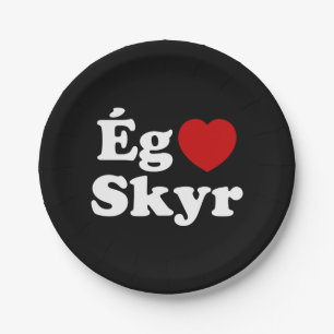 I Heart (Love) Skyr [Ég Elska Skyr] Icelandic Paper Plates