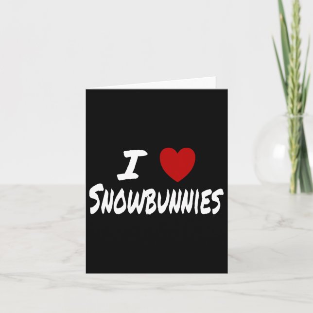 I Heart (love) Snowbunnies Skiing Snowboarding Att Card (Front)