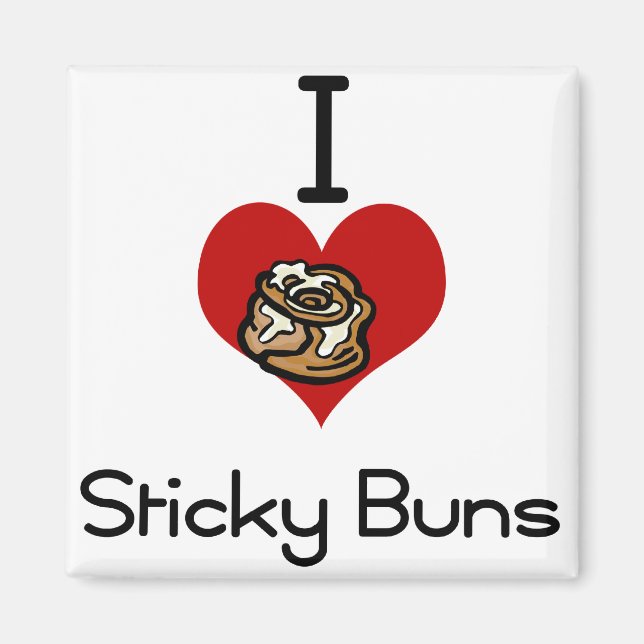 I heart-love sticky buns magnet (Front)