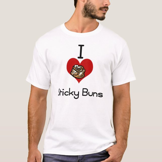 I heart-love sticky buns T-Shirt (Front)