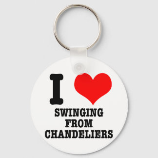 I HEART (LOVE) SWINGING FROM CHANDELIERS KEYCHAIN