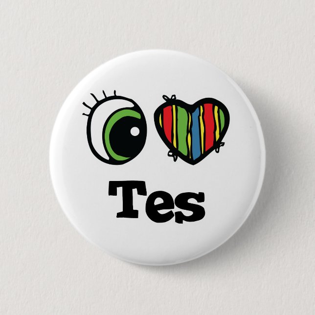 I Heart (Love) Tes Pinback Button (Front)