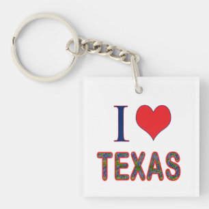 I (Heart) Love Texas Bluebonnet Keychain