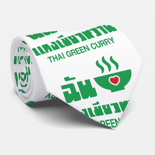 I Heart (Love) Thai Green Curry Neck Tie (Rolled)