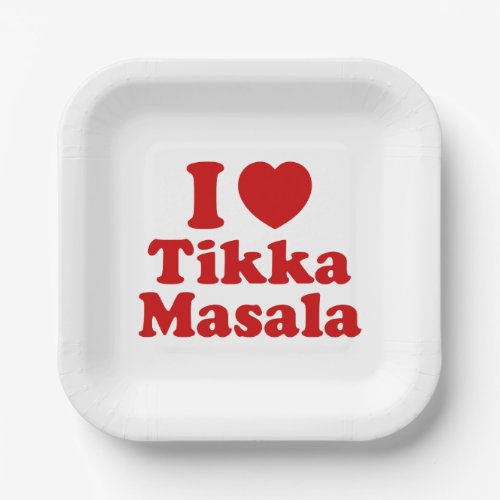 I Heart Love Tikka Masala Paper Plates