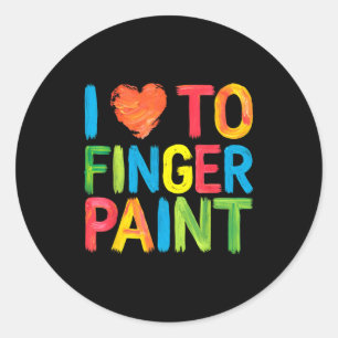 I Heart Love To Finger Paint Cute Couple Valentine Classic Round Sticker
