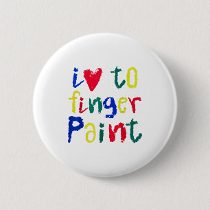 I Heart Love To Finger Paint - Funny Couple  Button