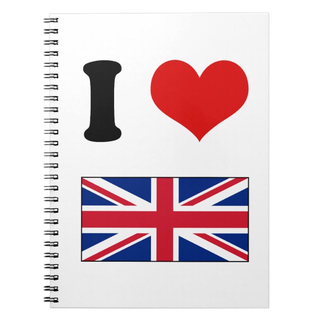 I Heart Love UK British Union Jack Flag Notebook (Front)