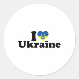 I Heart Love Ukraine Ukrainian Pride Roots Support Classic Round Sticker