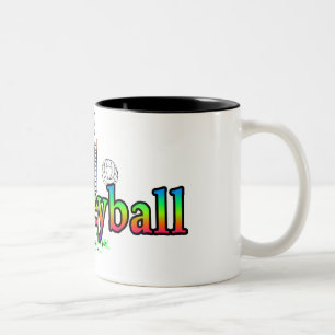 I Heart Love Volleyball Two-Tone Coffee Mug