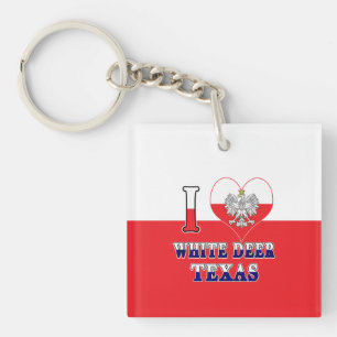 I Heart Love White Deer Texas Keychain