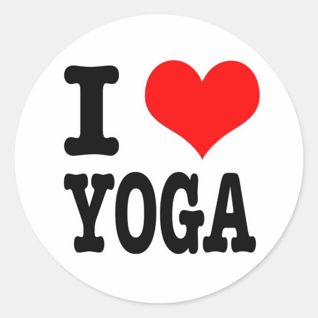 I HEART (LOVE) YOGA CLASSIC ROUND STICKER (Front)