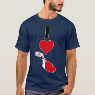 I Heart Malta Vertical I Love Maltese National Fla T-Shirt