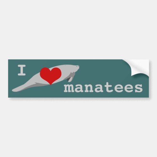 I heart Manatees bumper sticker