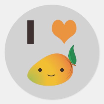 I Heart Mango Classic Round Sticker by Egg_Tooth at Zazzle