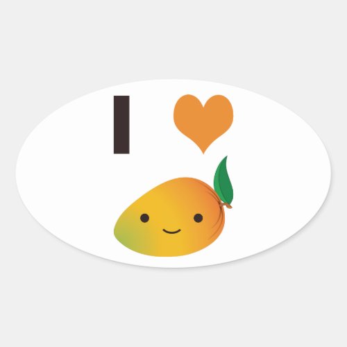 I Heart Mango Oval Sticker