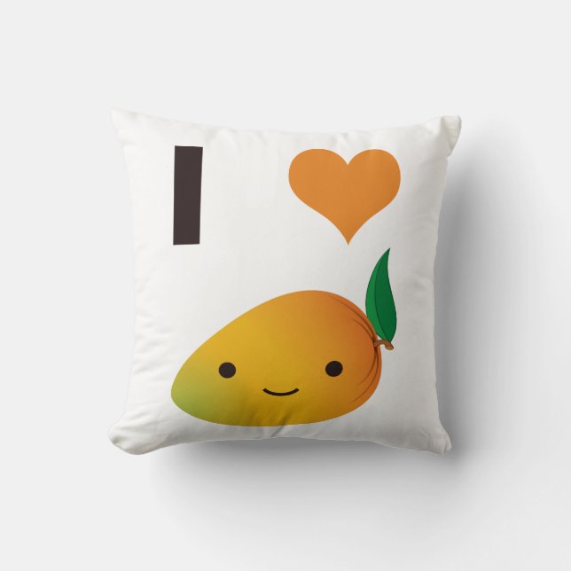 I Heart Mango Throw Pillow (Front)