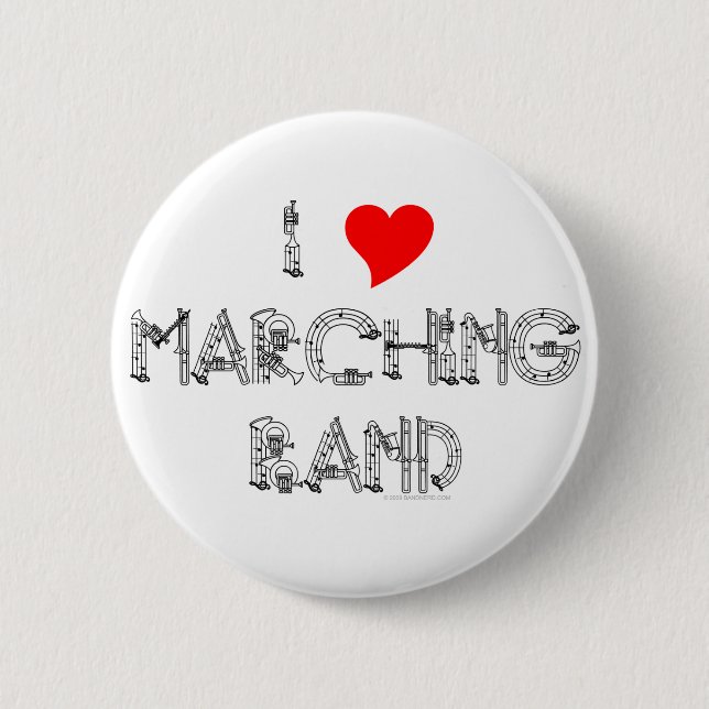 I Heart Marching Band Pinback Button (Front)