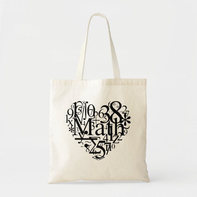 I Heart Math, Funny Science , Math Teacher Tote Bag (Front)