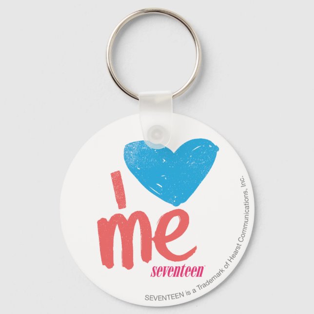 I Heart Me Aqua/Pink Keychain (Front)