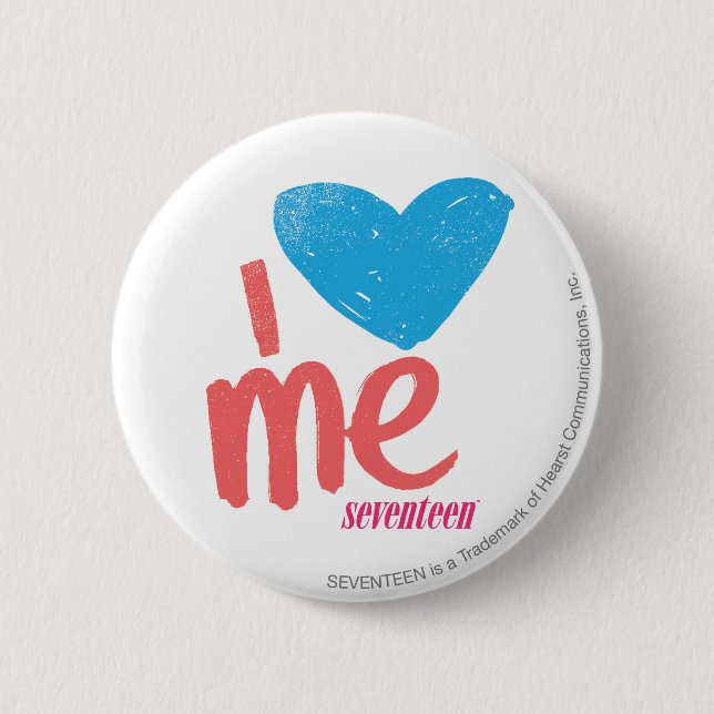 I Heart Me Aqua/Pink Pinback Button (Front)