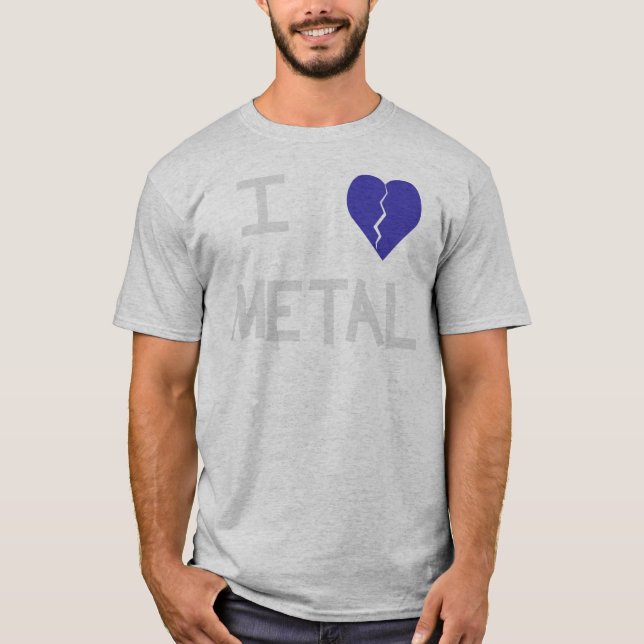 i heart metal white on gray T-Shirt (Front)
