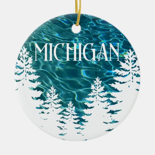 I heart  Michigan customizable text Ceramic Ornament