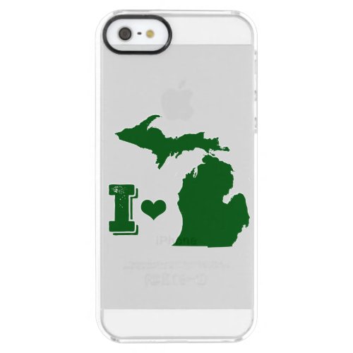 I heart Michigan Green Clear iPhone SE55s Case