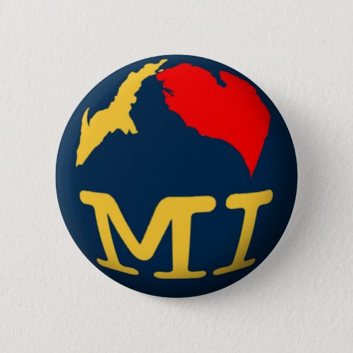 I Heart Michigan Maize  Blue Globe Button