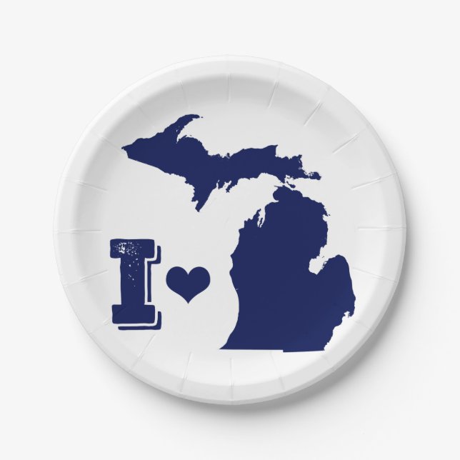 I heart Michigan Paper Plates (Front)