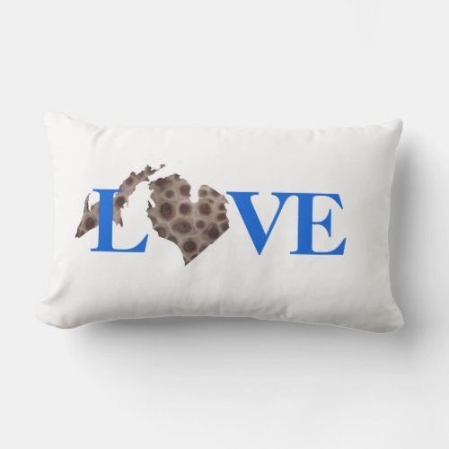 I heart Michigan _ Petoskey stone Lumbar Pillow