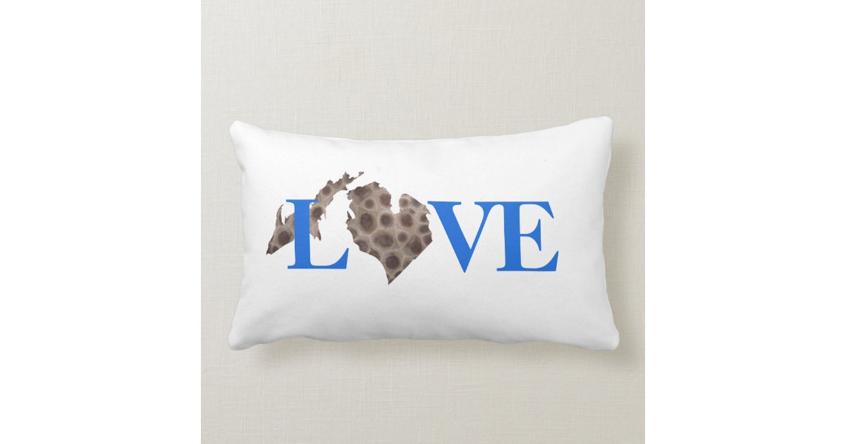 I Heart Michigan Petoskey Stone Lumbar Pillow Zazzle Com
