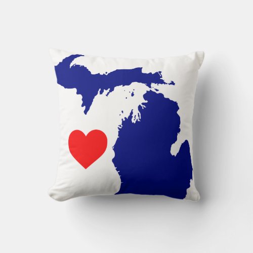 I heart Michigan Throw Pillow