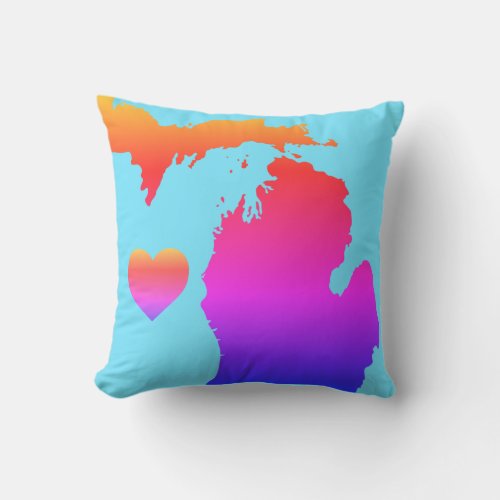 I heart MICHIGAN Throw Pillow