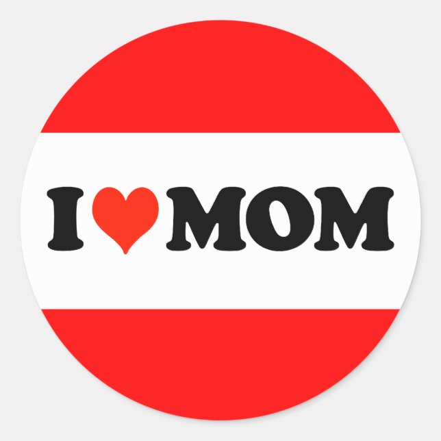 I Heart Mom Classic Round Sticker (Front)