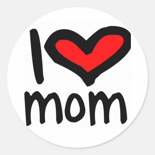 I heart Mom! Classic Round Sticker (Front)