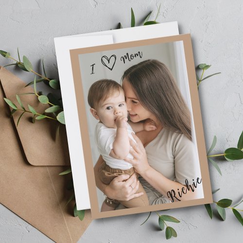 I Heart Mom Picture Mother and Child Brown Frame