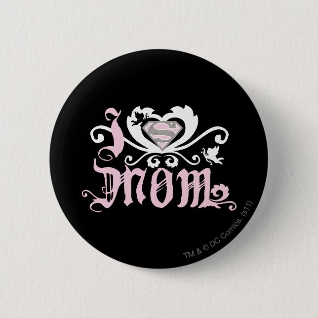I Heart Mom  Pink Pinback Button (Front)