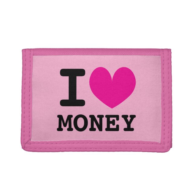 I heart money funny pink custom Velcro wallet (Front)