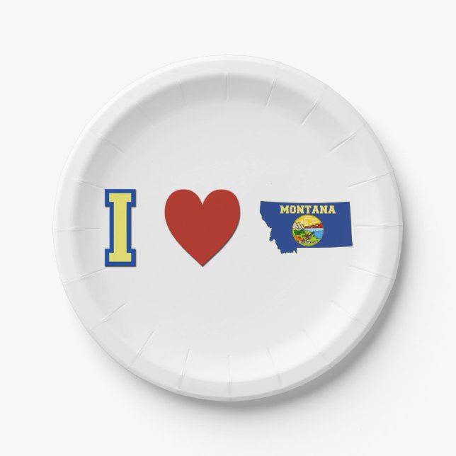 I Heart Montana Paper Party Plates (Front)