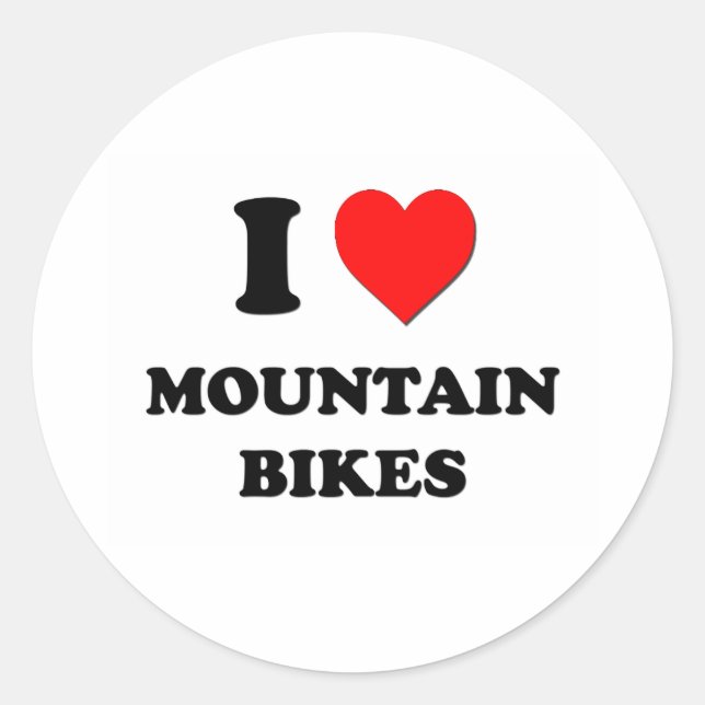 I Heart Mountain Bikes Classic Round Sticker (Front)