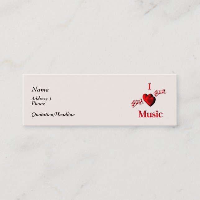 I Heart Music Business Card (Front)